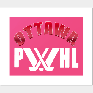 Gradient red Ottawa with white pwhl logo Posters and Art